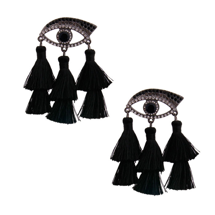 Evil eye tassel earrings online