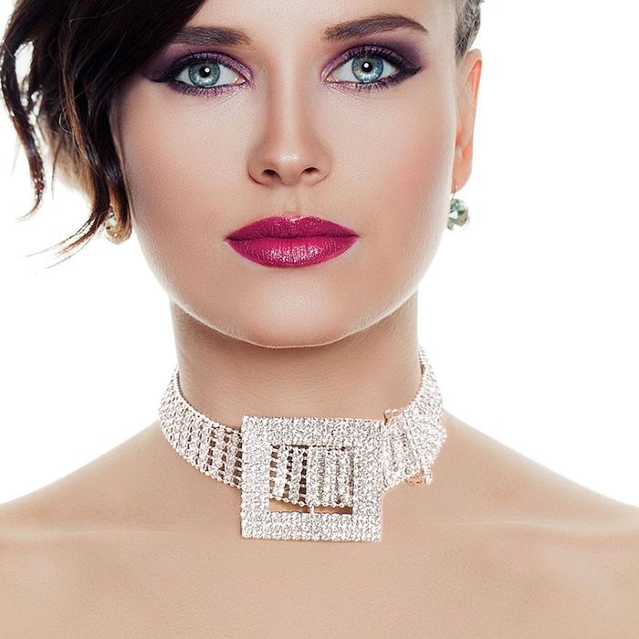Silver Belt Buckle Rhinestone Choker Order Wholesale