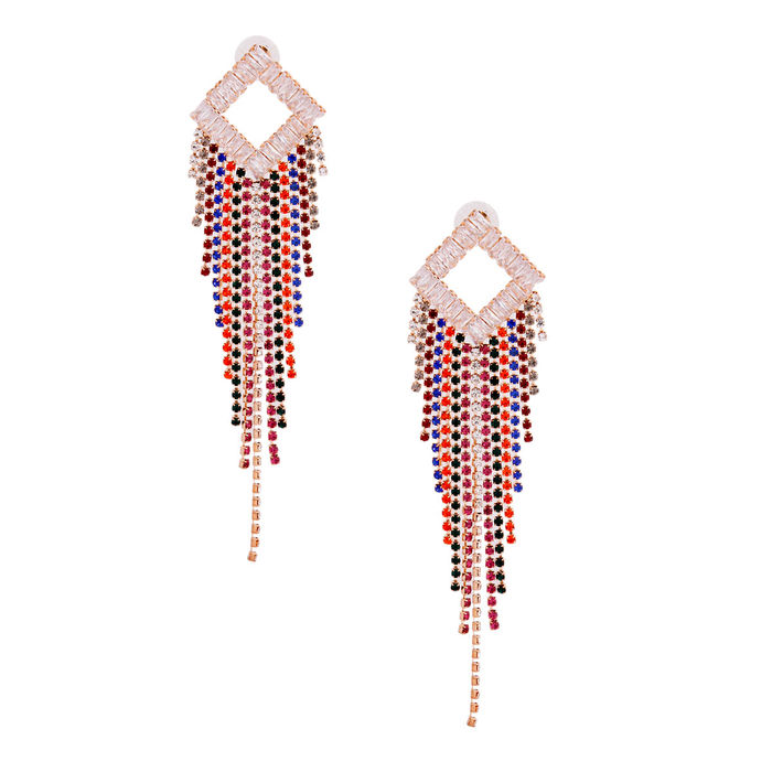 Rhinestone fringe earrings new arrivals