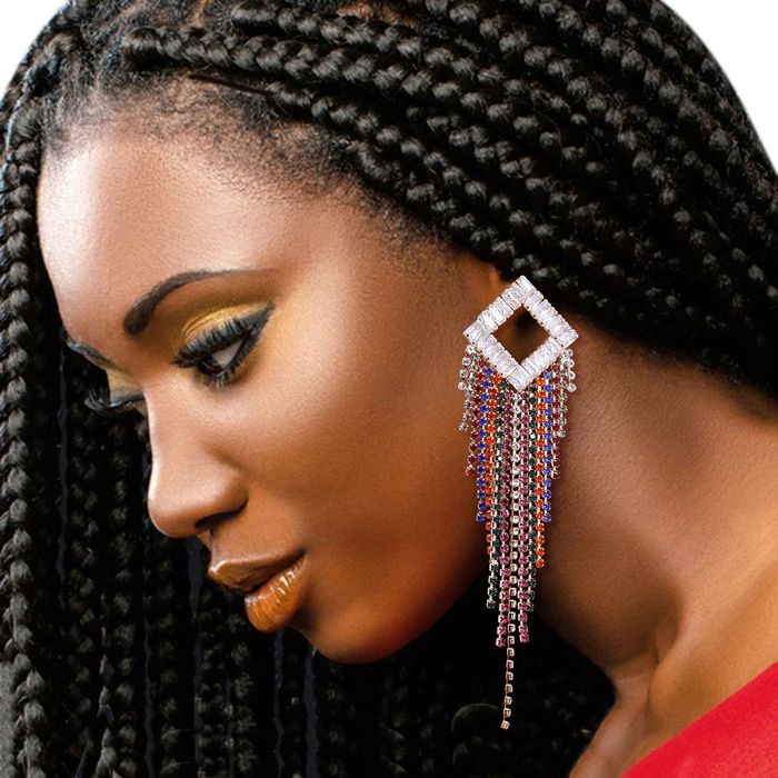Diamond Fringe Rhinestone Earrings Order Wholesale