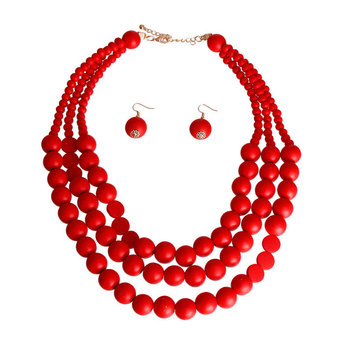 Red discount wooden necklace