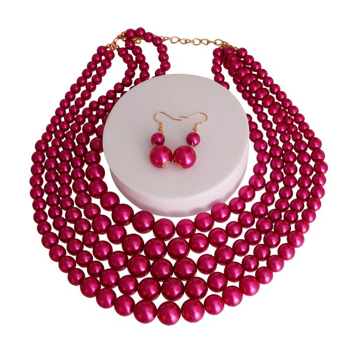 Fuchsia Pearl 5 Strand Set Order Wholesale