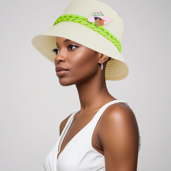 Green Chain Straw Bucket Hat Order Wholesale