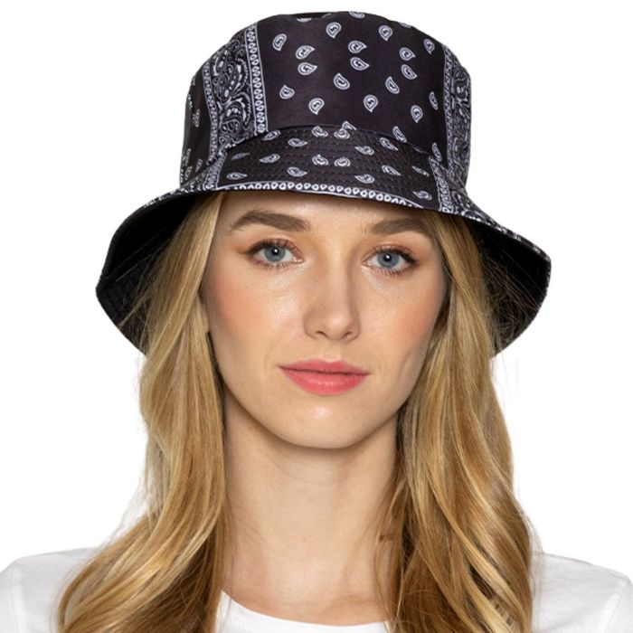 Black Bandana Reversible Bucket Hat Order Wholesale