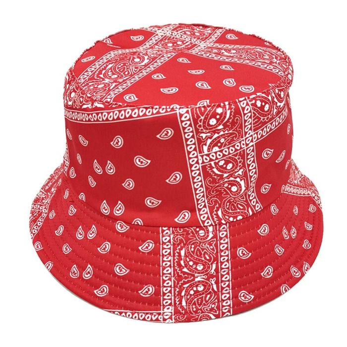 Red Bandana Reversible Bucket Hat- Order Wholesale