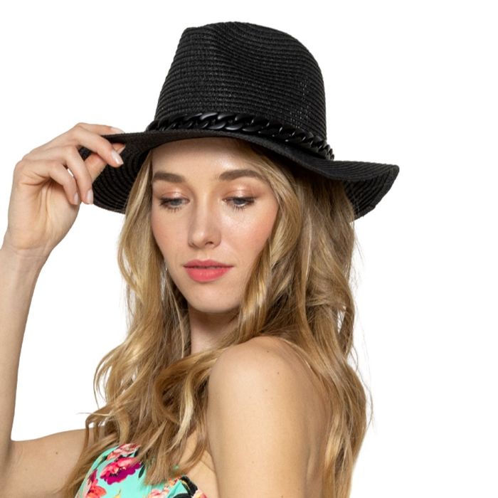 Panama hat black band on sale