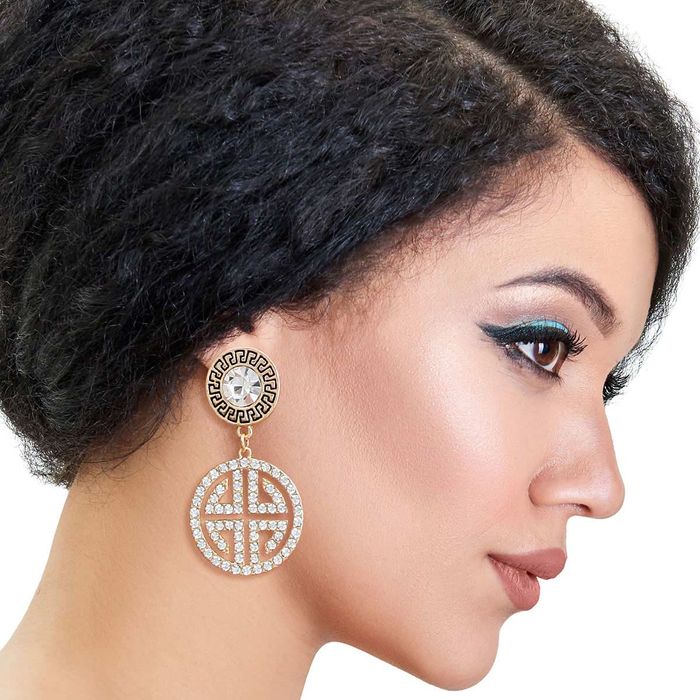 Rhinestone top key earrings