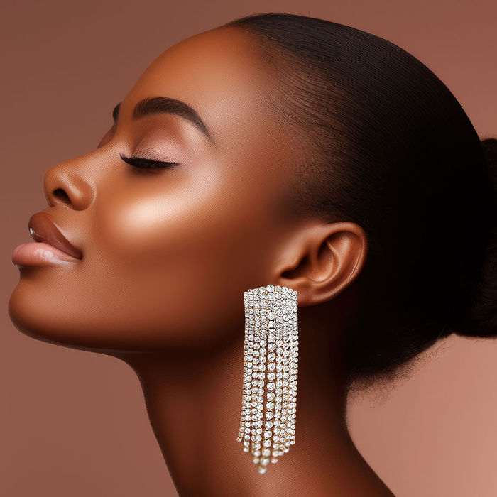 Gold rectangle 2025 drop earrings