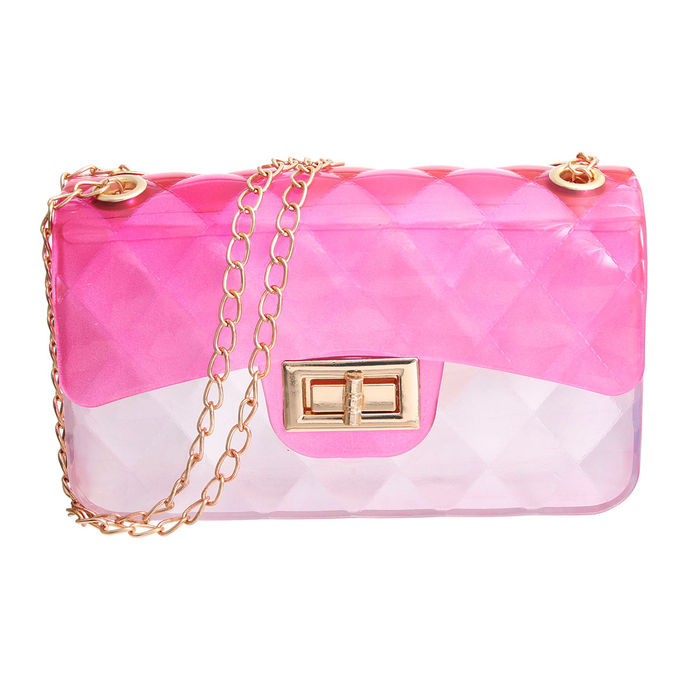Clear Pink Quilted Flap Mini Jelly Bag Order Wholesale