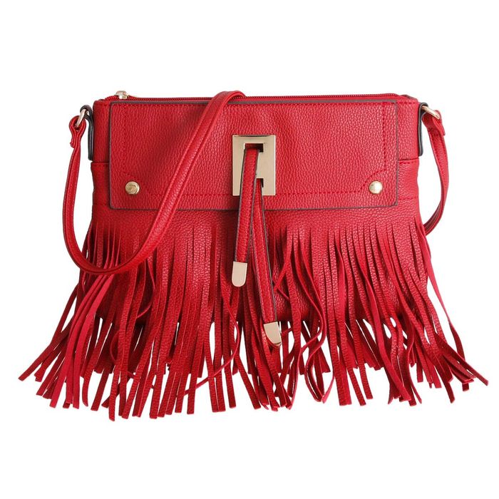 Soft Red Fringe Crossbody Bag Order Wholesale