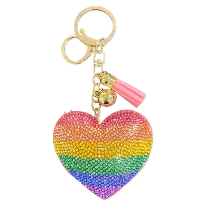 Waroomhouse Emotional Support Keychain Hanging Decoration Emotional Support Coworker Hanging Decoration Embroidered Rainbow Heart Design Perfect Gift