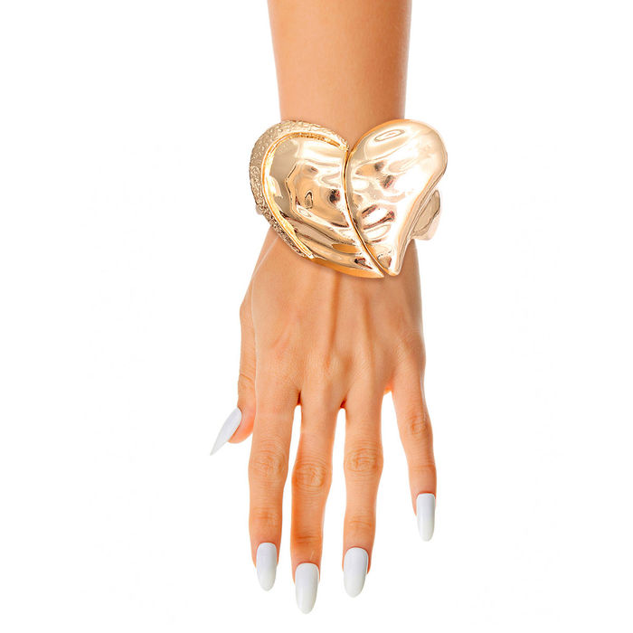 Buy Gold Textured Cuff Bracelet Online | The Label Life