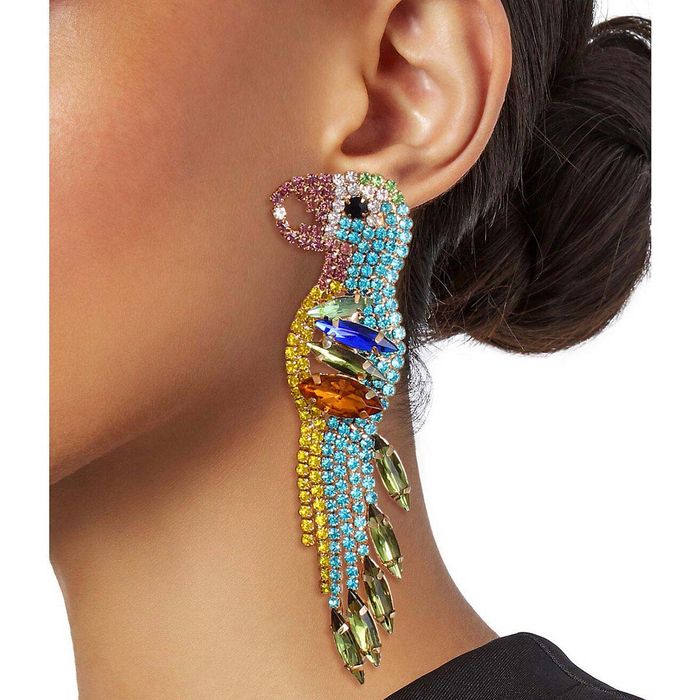 Blue and Green Parrot Fringe Earrings Order Wholesale