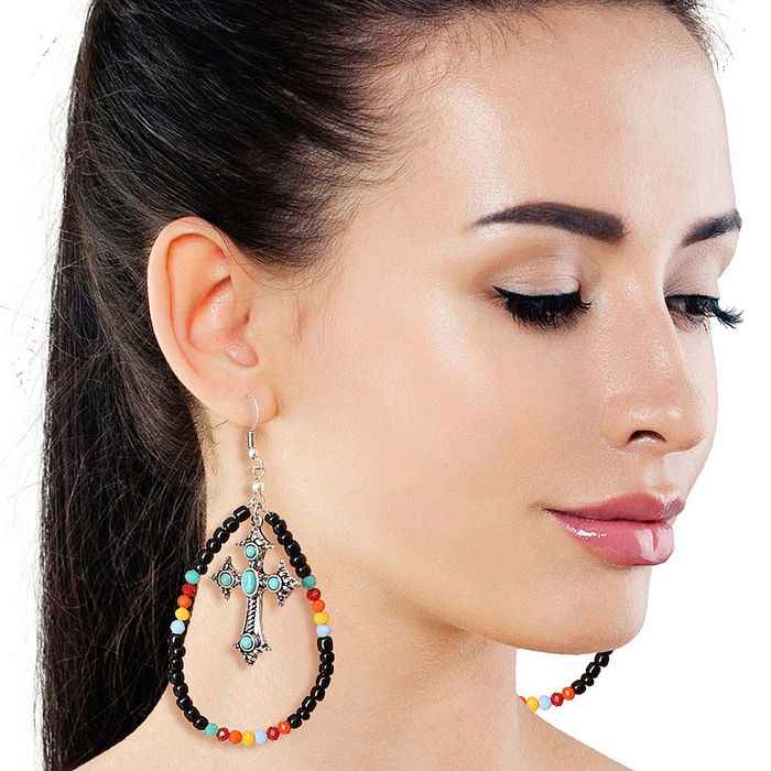 Teardrop bead earrings deals