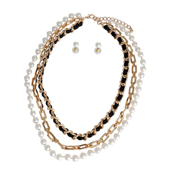 3 layer gold chain necklace discount
