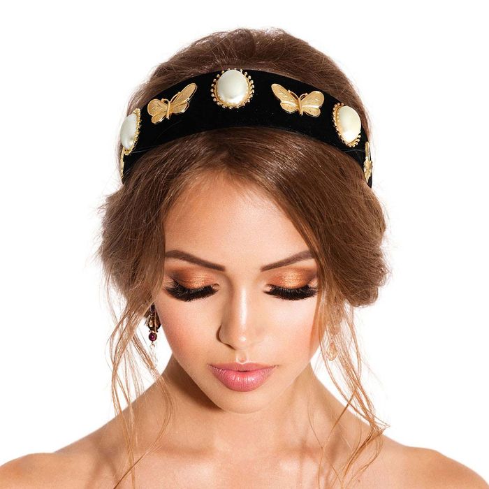 Black Pearl Butterfly Embellished Headband Order Wholesale