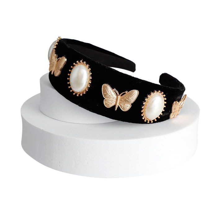 Designer Black Pearl Headband- Order Wholesale