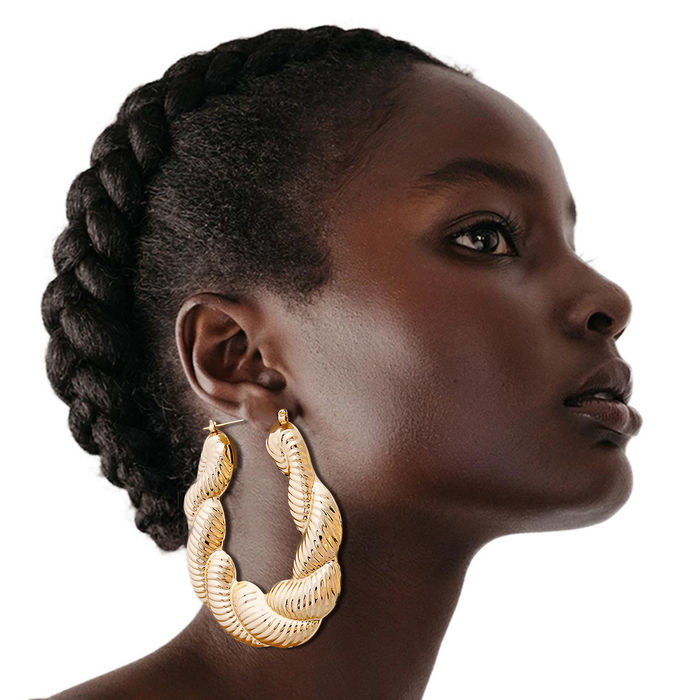 Large Gold Twisted Rope Hoop Earrings Order Wholesale