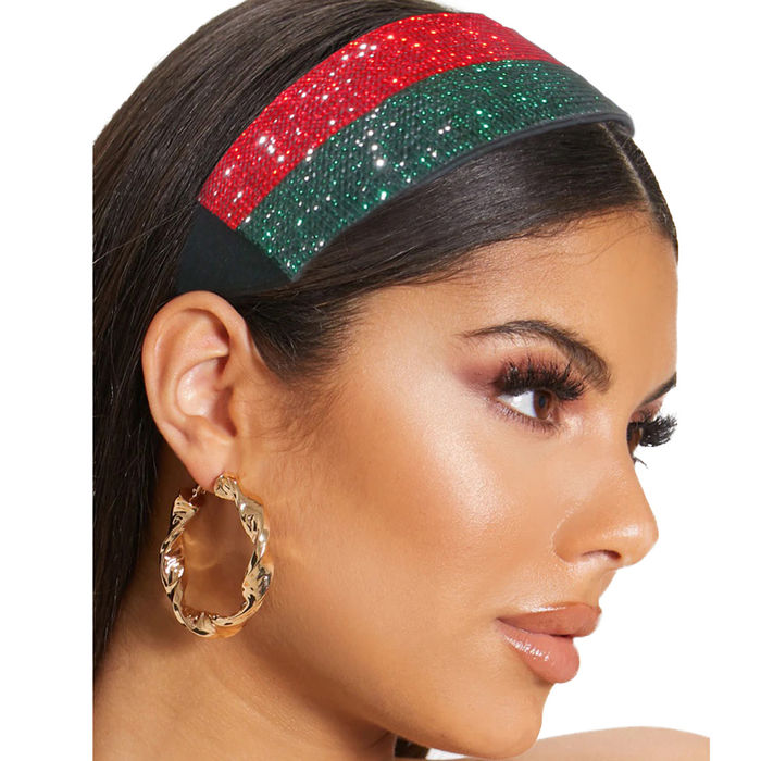 Designer Style Striped Rhinestone Headband Order Wholesale