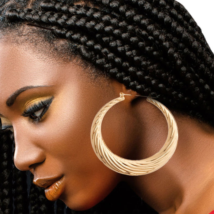 Gold Wave Hoop Earrings Order Wholesale