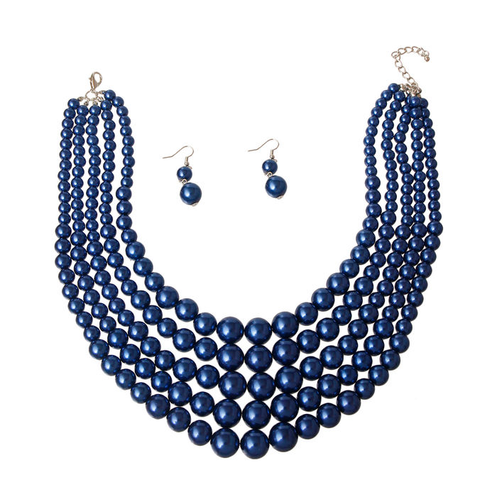 Blue pearl on sale necklace set