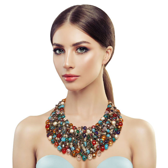 Multi Color and Hematite Bead Copper Bib Order Wholesale