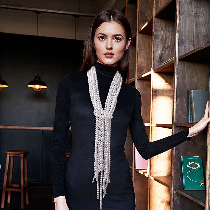 Buy Grey Leather Wrap Around Scarf Necklace For Women online from Karat Cart