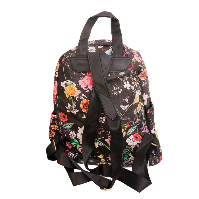 Black Leather Floral Backpack Order Wholesale