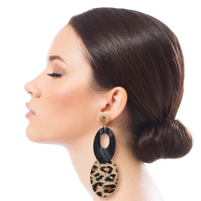 Leopard acrylic earrings hot sale