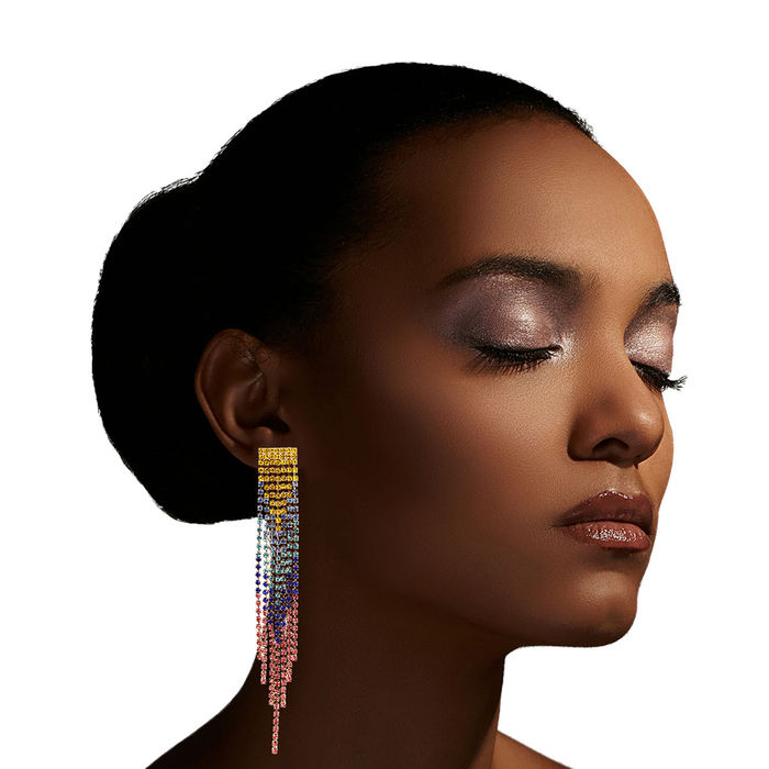 Rainbow hotsell fringe earrings