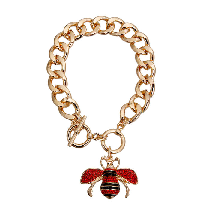 Honey Bee Charm Bracelet Adjustable Faceted Amber Color Silver Tone Nature  | eBay