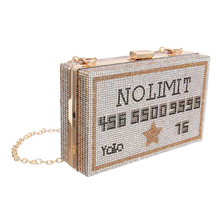 Silver No Limit Card Bling Clutch Order Wholesale