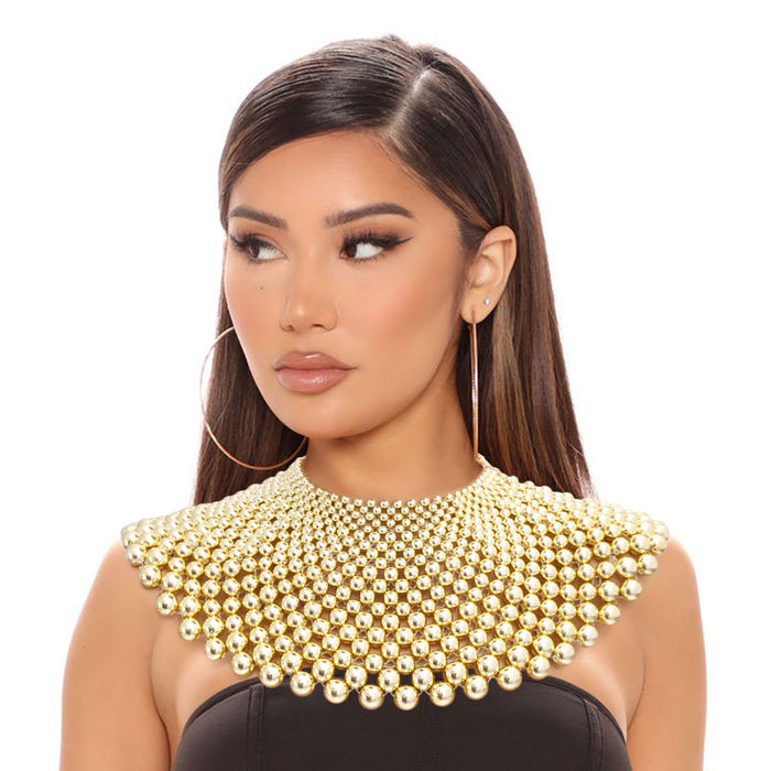 Gold bib collar necklace store