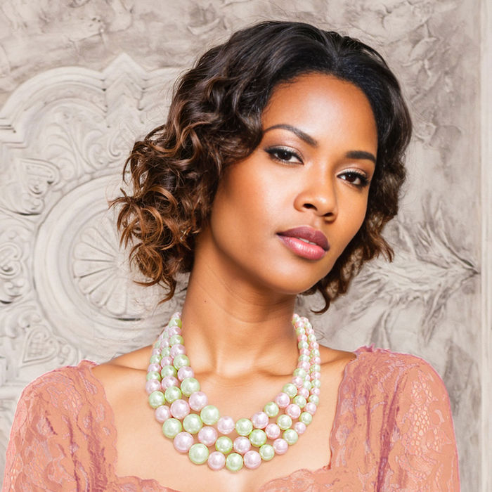 Light green pearl necklace hot sale