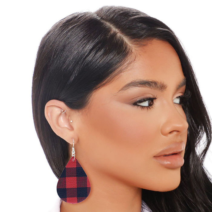 Red buffalo plaid earrings cheap