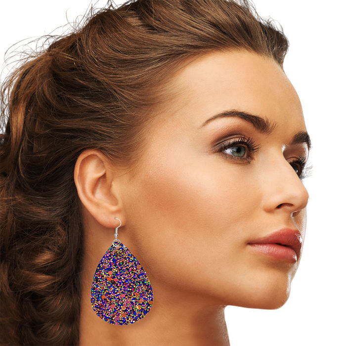 Glitter teardrop earrings wholesale hot sale