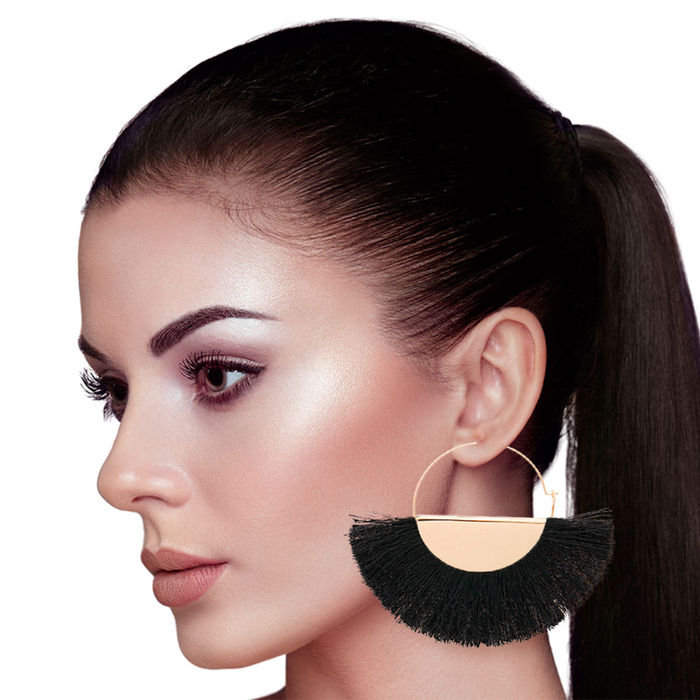 Fan tassel hoop earrings new arrivals