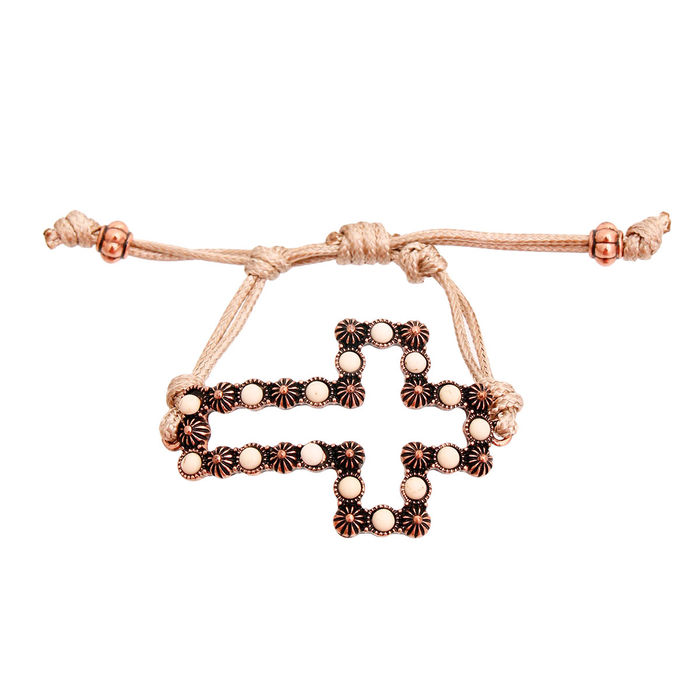 Rose Gold Cross Rope Bracelet Order Wholesale