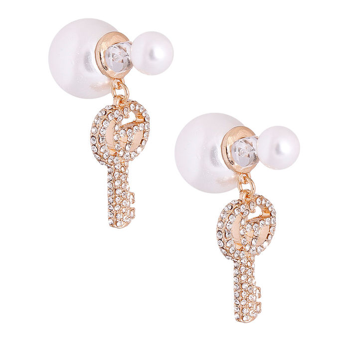 Designer Earring Luxury, Rhinestone Letter Earrings