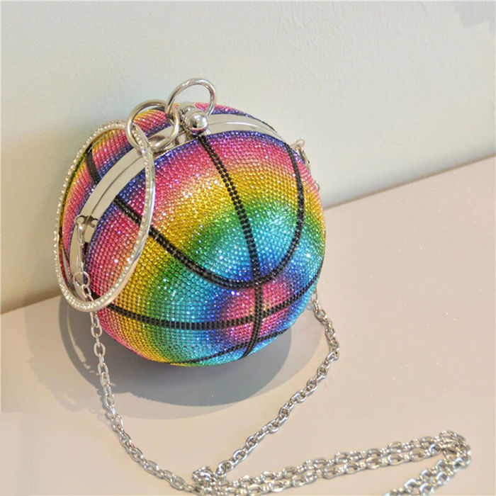 Rainbow Pastel Bling Bling Glitter Rectangluar Evening Clutch Purse Jewelry  Box