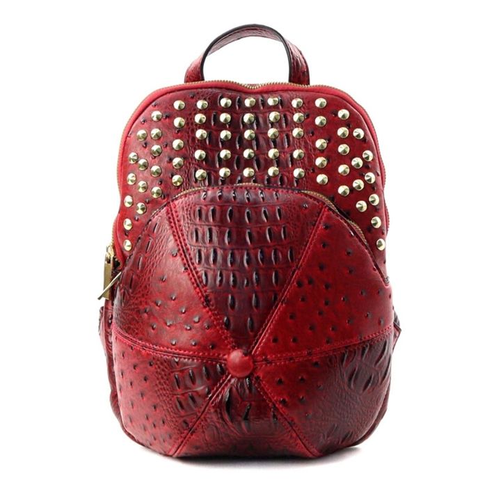 Red Women's Leather Backpack — MUSEUM OUTLETS