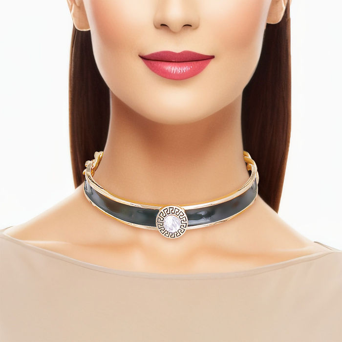 Black Greek Medallion Choker Order Wholesale