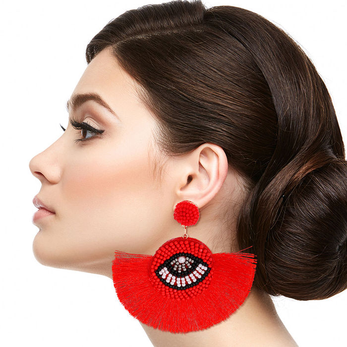 Eye tassel earrings store