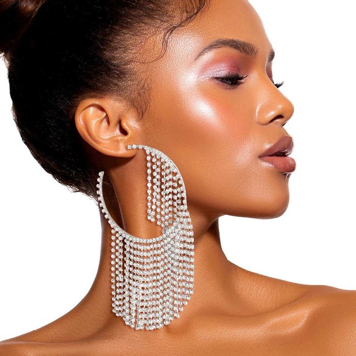 Silver outlet rhinestone hoops
