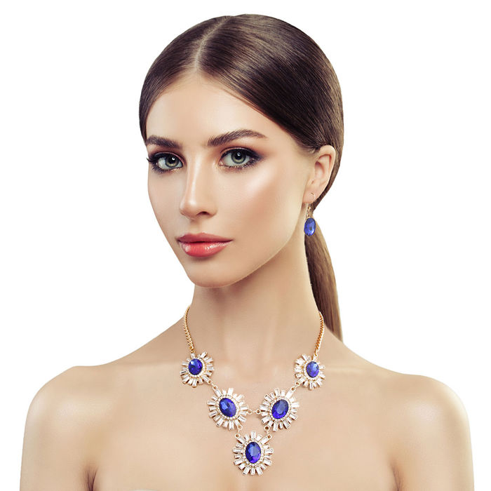 Vintage Blue Rhinestone Necklace - Ruby Lane