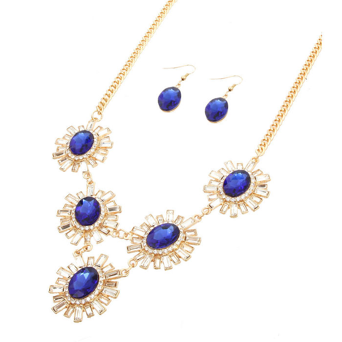 Blue stone cheap necklace set