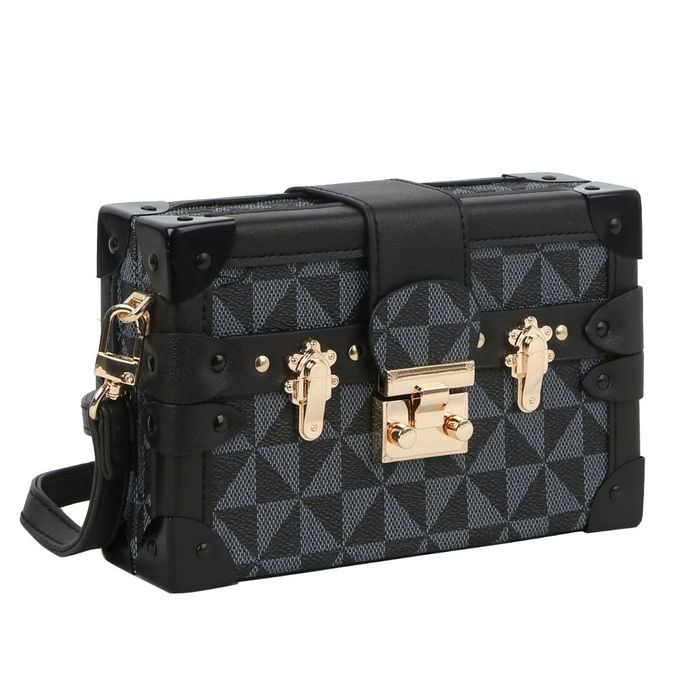 LV Designer Dupe Black Mini Suitcase Clutch- Order Wholesale