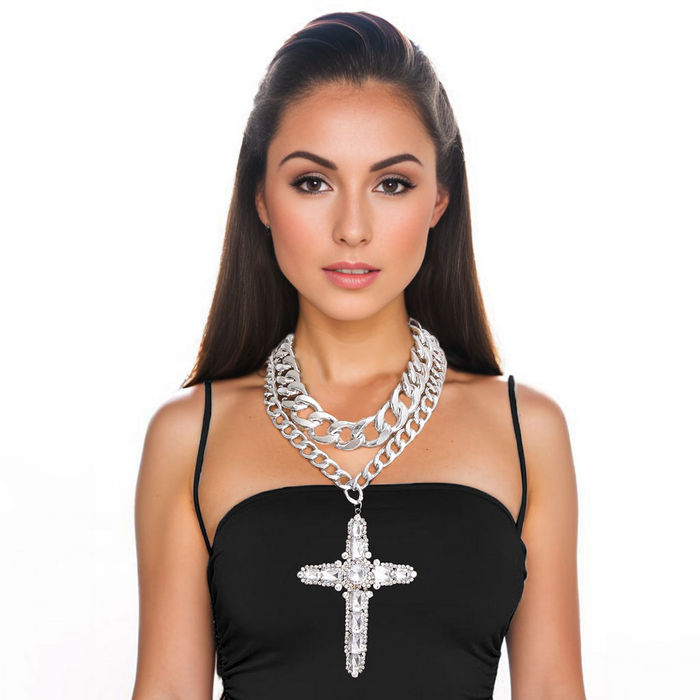 Newest Iced Out Stainless Steel Big Cross Pendant Necklace (D83)(MJ2) –  Deals DejaVu