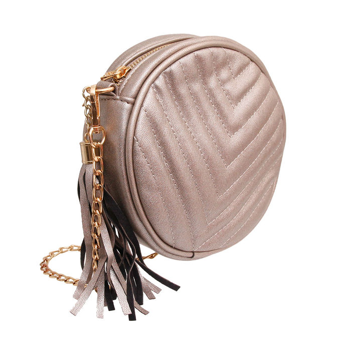 Chevron Quilted Crossbody Bag With Tassel and Adjustable Chain 