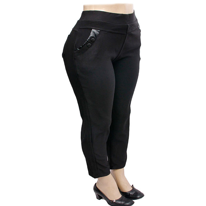 Plus Size Ladies 2 In 1 Thick Slimming Leggings - Black & Grey